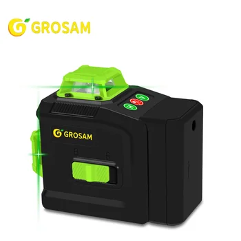 Лазерен ниво GROSAM 12 линии 3D Зелен лазер ниво, самовыравнивающийся на 360 градуса и вертикални кръстосани линии, зелени линии лазерен лъч