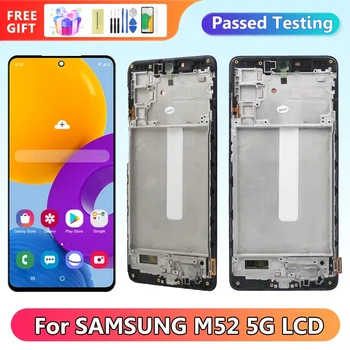 AMOLED дисплей за Samsung Galaxy M52 5G M526B M526BR LCD дисплей Сензорен Екран с Подмяна на рамка за Samsung M52 5G