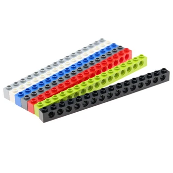 Rainbow Pig MOC Parts 3703 Brick 1 x 16 с 15 дупки, съвместими с DIY строителни блокове Assmble, играчки за детска мозъка Particle