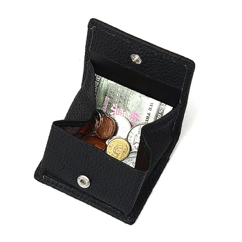 Женски мини портфейл с две складываниями, висококачествена естествена кожа, малко закопчалката на женския държач за карти, портфейл за ръце, чанта-клатч