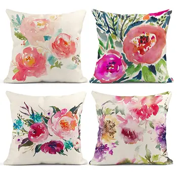 Живопис, акварел розово цвете бельо калъфка калъф за диванной възглавници, украса за дома може да бъде създаден специално за вас 40x40 50x50 60х60