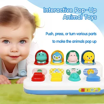 Детски Причинно-Следствена Играчки Детски Интерактивни Животни Играчка Peekaboo Switch Button Box Box Играта Монтесори Забавни Играчки за Деца