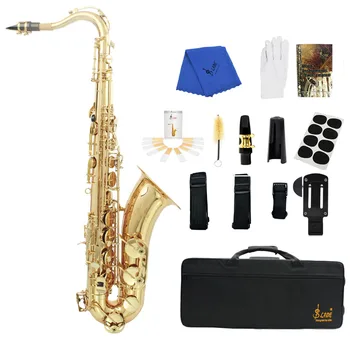 Тенор саксофон SLADE Golden Духови музикални инструменти за духов саксофон Професионален дървен духов инструмент с аксесоари за тенор-саксофон