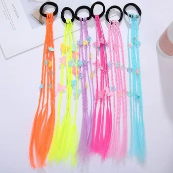 Нови детски Цветни плетени Въжета за коса, Детски Перука, Цветни шапки, Аксесоари за коса за момиченца, най-Горещите аксесоари за коса за деца