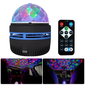 Звезден Проектор Лампа се захранва от USB Цветни Въртящи Магически Топка Лампа за осветление на атмосферата на автомобила Бар и Дискотека с DJ KTV Парти Осветление за сцената