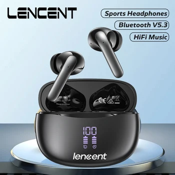 Слушалки LENCENT Bluetooth 5.3 Безжични Спортни ушите С Led Дисплей Захранване Водоустойчиви Слушалки с Микрофон Сензорен контрол