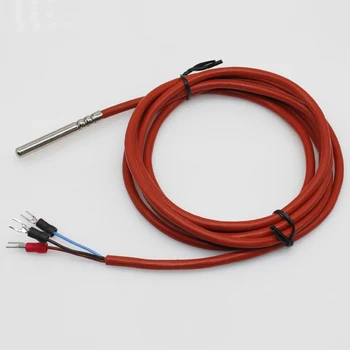 термопара PT100 3-кабелна тип 6 *60 мм водоустойчив температурен сензор сензор за висока термодвойка със силиконов кабел