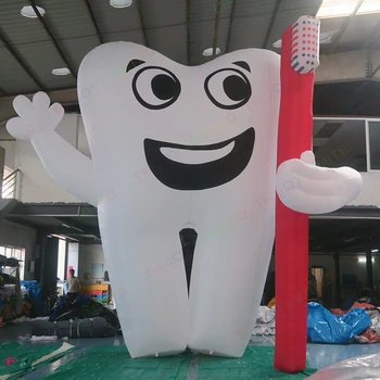 Индивидуален 10-крак гигантски надуваем зъба с четка за зъби, надуваем балон за зъби / надуваема модел на зъбите за реклама