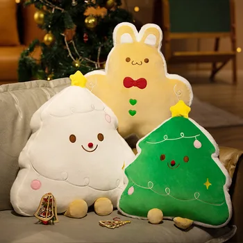 Супер сладко зайче, Коледно дърво, човечето човече, възглавница, плюшен играчка, кукла, за декорация на мека мебел, мека възглавница