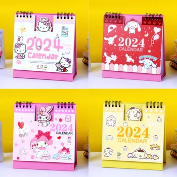 Календар на 2024 година Sanrio Hello Kitty Настолно украшение Melody Детски Ученически Пособия За Момичета Офис Декор на Работния Плот Дневник Настолни Подаръци