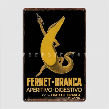 Алигатор с бутилка Реклама на италианската напитка Fernet-Branca, Реколта метални табели, плакати, декорация на стените у дома
