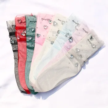1 Чифт Чорапи с кристали в окото, Модни дамски обувки, Новостите на Пролетта, Есента Цвят, женски Тънки разноцветни Къси Чорапи, Аксесоари, Новост