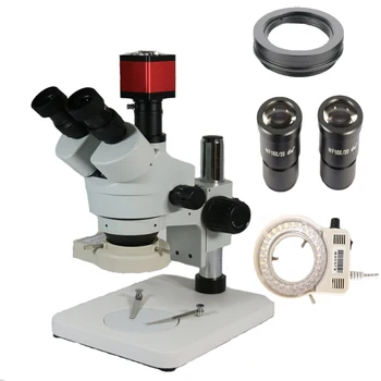 13-Мегапикселова камера за дигитален микроскоп, HDMI, VGA 7X-45Ч Тринокулярный стереомикроскоп с 144 регулируеми led увеличителями за микроскоп