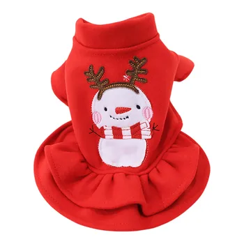 Коледно облекло за кучета Палто за кучета Коледна рокля Червена пола Домашни животни Котката е Сладка рокля Снежен Пола Удобни аксесоари за домашни любимци Костюм на куче