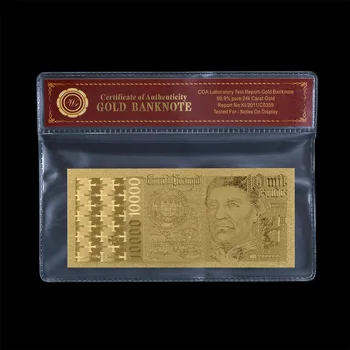 Позлатен Банкноти Португалия на 10 000 с рамка, Фалшиви пари, Мемориална Банкнота, Сувенири, бизнес-подаръци за събиране