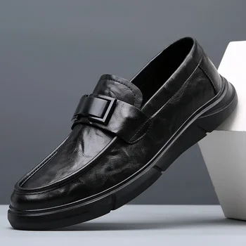 Дишаща черни мъжки кожени обувки От мека кожа С мека подметка Пролетта и есента са най-Добрият мъж Мъжки бизнес официалната дрехи, Ежедневни обувки