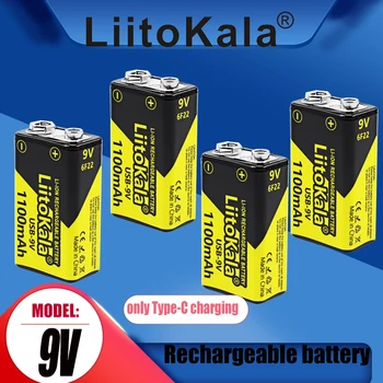 4CS LiitoKala USB 9V Батерия 1100mAh Литиева Акумулаторна Батерия 6F22 за метал детектор на Мултицет Микрофон Дистанционно Управление