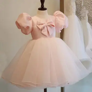 Лятна рокля за малки момичета рокля с лък за сватбени партита, детски рокли за момичета, детски рокли принцеса от тюл Q373