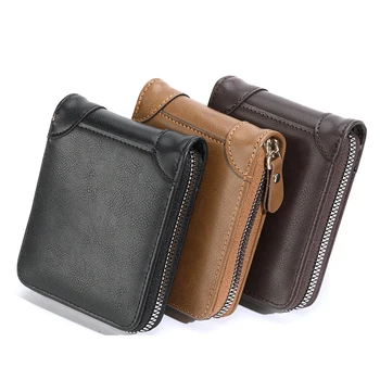 Мъжки кратък чантата си джоб, с джоб за монети, многофункционален малък портфейл от изкуствена кожа