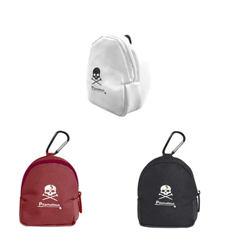 Чанта за съхранение на топки за мини-голф, чанта за топките за голф, Череп, окачен колан с катарама, с капацитет 2 на топка, Преносими аксесоари за голф от полиестерни влакна