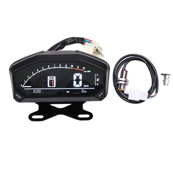 Универсален цифров измерител за мотоциклети, LCD скоростомер, километраж, обороти в минута, оборотомер с монтиране на стена за регулиране на 1,2,4 турбо