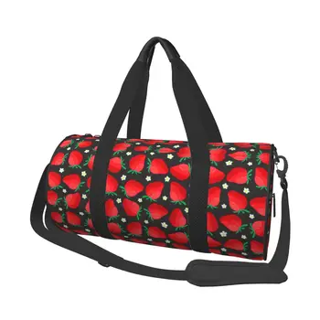 Спортна чанта Strawberry Fields Кавайная Спортна чанта с обувки и Модни Готина двойка Преносима чанта на поръчка е Забавна чанта за плуване и фитнес
