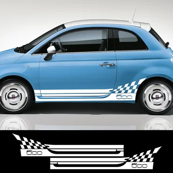 2 ЕЛЕМЕНТА Етикети на лента на страничния пола на вратата на колата за Fiat 500, Графични етикети на виниловую филм с декор на купето, Аксесоари за външния тунинг на автомобили