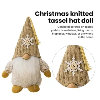Очарователен коледен гномик, настолна Коледна кукла-гномик, Очарователна Коледна кукла-гномик ръчно изработени, Вязаная остроконечная шапка за празници