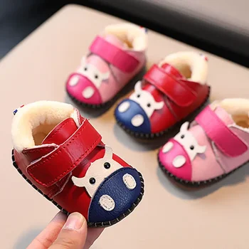 Нова зимни обувки за деца от 0-1 години, и момчета, и момичета, бебета подметка, и кадифе памучен обувки дантела.