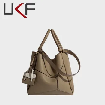 Дамска чанта UKF Light от луксозна кожа, висококачествена кожена чанта, нов нишевый дизайн, чанта-месинджър с едно рамо