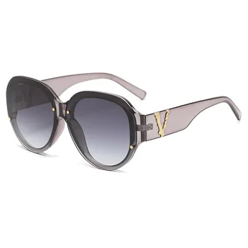 Слънчеви очила с овална рамка V за жени, мъже, Фирмен дизайн, Летни Слънчеви очила с защита от uv, Модни Реколта Мъжки Дамски слънчеви очила 2024