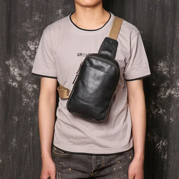 Мъжки нагрудная чанта от телешка кожа, дамски ежедневни малка чанта през рамо с голям капацитет през рамо