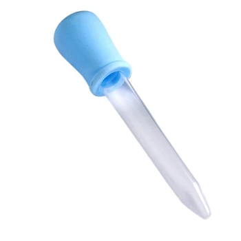 2X5 ml Прозрачна пластмасова пипета за течни лекарства Син цвят за бебето