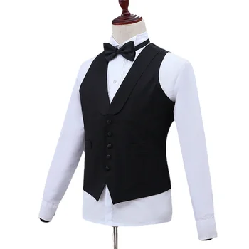 Класически мъжки монофонични жилетка за официални бизнес костюм, черен / бял, Ново мъжко сватбена рокля за бала, жилетка, размер 4XL-S
