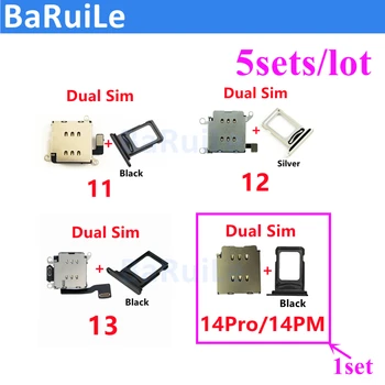 BaRuiLe 5 комплекта за iphone 11 12 14 Pro Max 13 XR Адаптер за четене на две Sim-карти + притежателя на тавата за две Сим-карти за iPhone 14 Plus