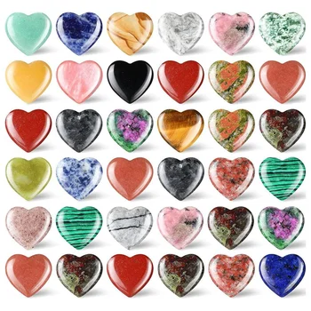 36 бр Камък във формата на Сърце, Камък Безпокойство, 0,8 Инча, 20 mm, Асорти Мини-Камък с Издълбани по Любов, Многоцветен
