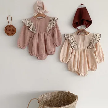 Есенни боди принцеса за новородени момичета с ръкави-къдри, дрехи за бебета в Корейски стил, тела за деца, детски тела за деца