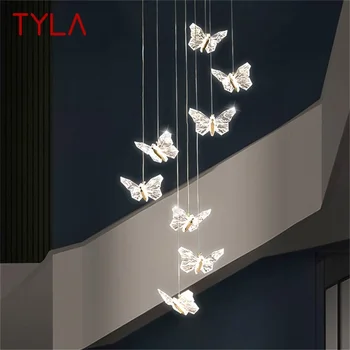 Полилей TYLA Nordic Butterfly Модерни осветителни тела Висящи лампи Начало Led светлини за стълби хол