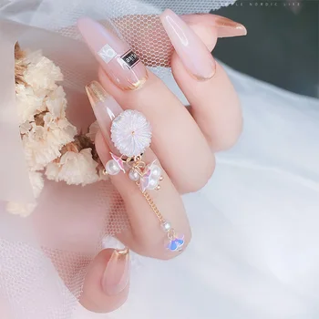 5шт Аврора Crystal Pearl мивка цвете, висулка Дизайн на ноктите, Планински кристал, маникюр аксесоари за нокти, Декорации за нокти със собствените си ръце Окачване за нокти