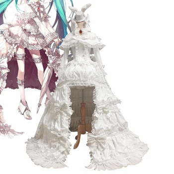 Прекрасна рокля Miku White Rabbit, костюми за cosplay в стил аниме