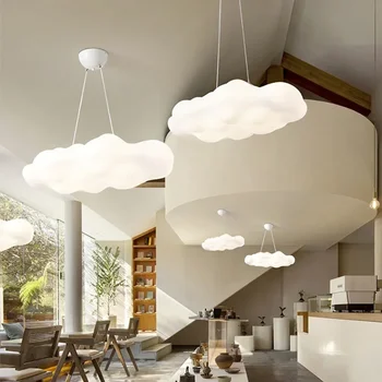 Скандинавска модерна минималистичная акрилна led таван полилей във формата на облак, бял полилей във формата на облак, за всекидневната и спалнята.