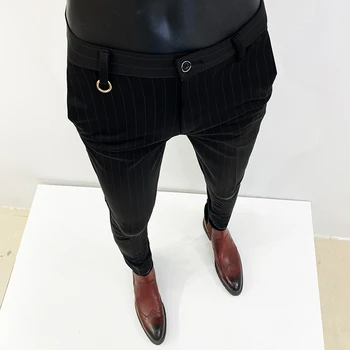 Класически райета мъжки костюмные панталони, с високо качество Корейски ластични панталони модерен бизнес ежедневни панталони, мъжки дрехи