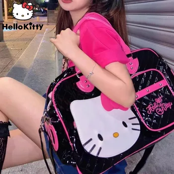 Странични чанти Sanrio Hello Kitty за жени, на голяма пътна черно-розова дамска чанта, японски чанти Y2k Kawaii за момичета, модерна чанта-тоут