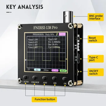 Преносим цифров осцилоскоп FNIRSI-138 PRO DSO152 2,5 Мос/с, Поддръжка на аналогова лента от 200 khz, автоматична настройка на PWM 80 khz и актуализация НА фърмуер