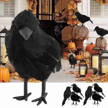 15 * 6 * 10 см Имитация на Враните Украса на Изкуствен Черен Гарван Подпори на ужасите за Хелоуин Декорация за дома партита