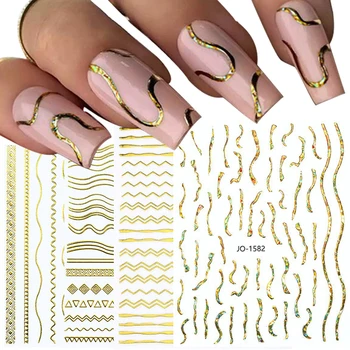 5D Стикери за нокти с релефни Златни Сребърна линия Стикери за дизайн на ноктите Фолио Плъзгачи Зимни декорации с Гел-лак Дизайнерски директен доставка