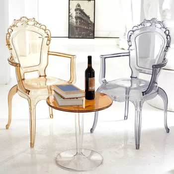 Минималистичен Дизайн Прозрачен Пластмасов Стол Творчески Отдих Скандинавска Мода Маса за Хранене и Стол за Домашно Хотел Пейка за сватбена бара