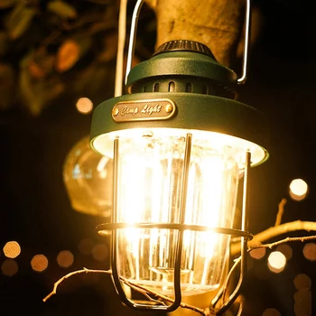 Къмпинг Преносим Ретро Ретро фенер фенер за осветяване на палатки USB Акумулаторна светодиодна лампа Подвесное аварийно осветление