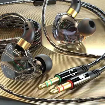 Жични слушалки с кабел-втулки с тежки бас от силикагел, мобилни слушалки, микрофон, Стерео с субуфер, ушите, телефон