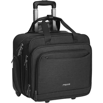 Куфарче за лаптоп с ключалка 15,6, разтегателни, на нощувка, на 2 колела с колан за работа, пътуване, бизнес, черен